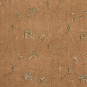 Velluto a costine con fiori ricamati glitterati – marrone chiaro, 