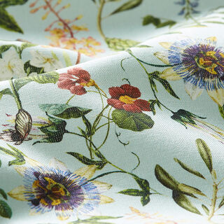 popeline di cotone, tripudio di fiori – azzurro, 
