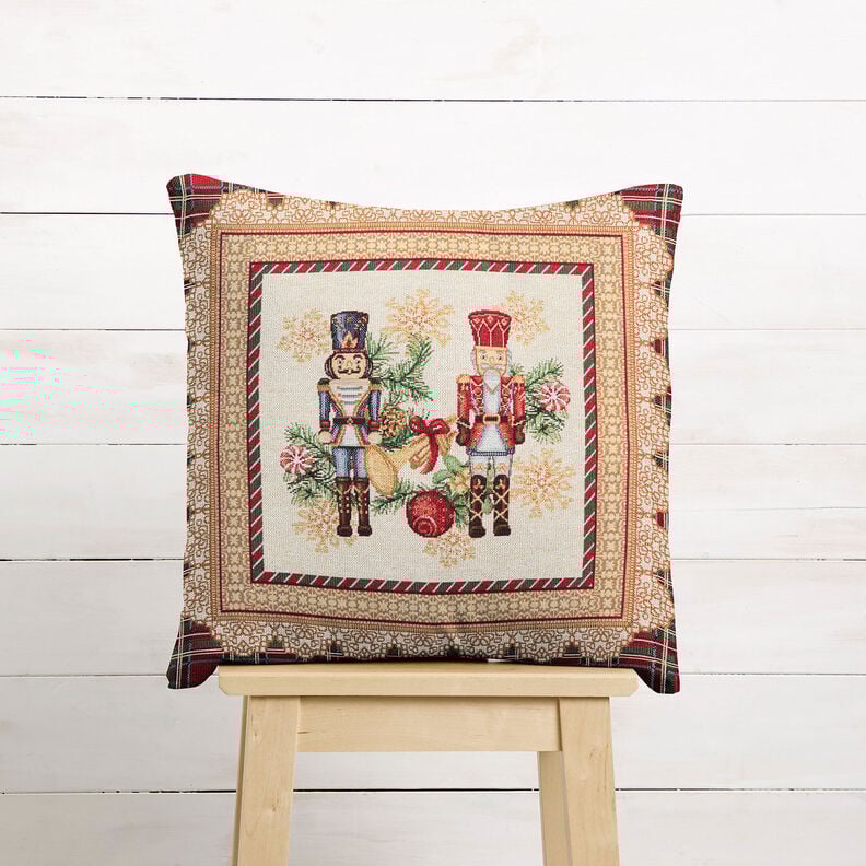 taglio di tessuto arredo gobelin Duetto di schiaccianoci – rosso carminio/beige chiaro,  image number 6