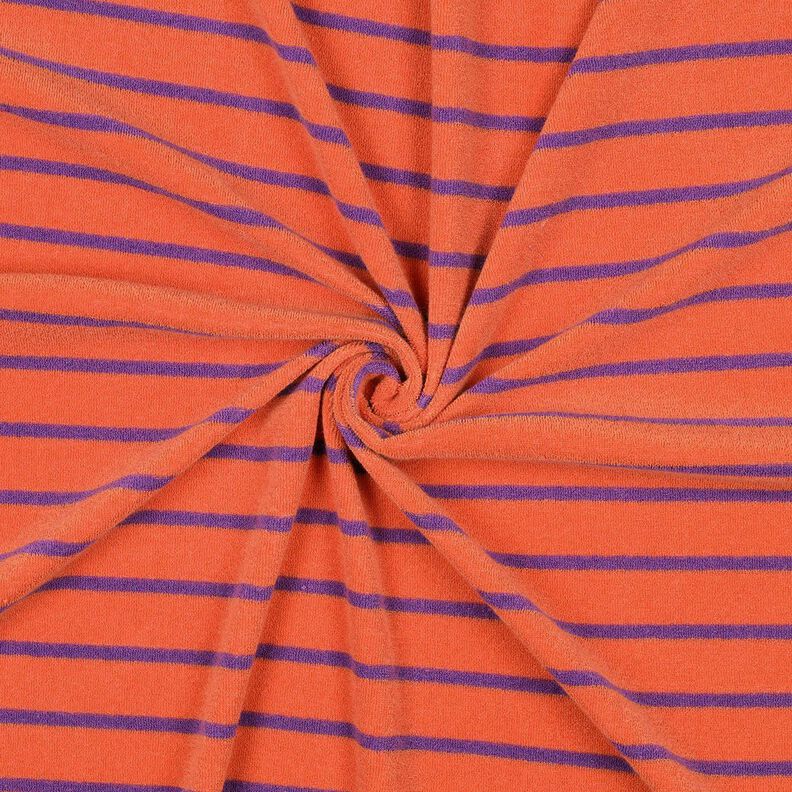 Maglia in spugna righe | Poppy Fabrics – arancione/lillà rosso,  image number 3