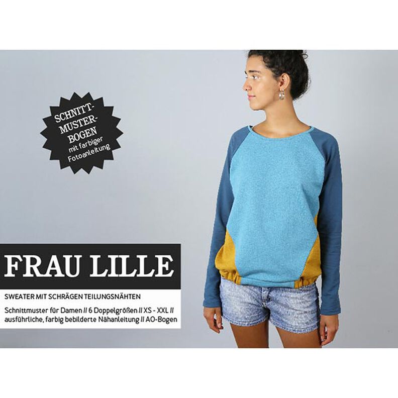 FRAU LILLE - maglia con maniche raglan e cuciture divisorie oblique, Studio Schnittreif | XS - XXL,  image number 1