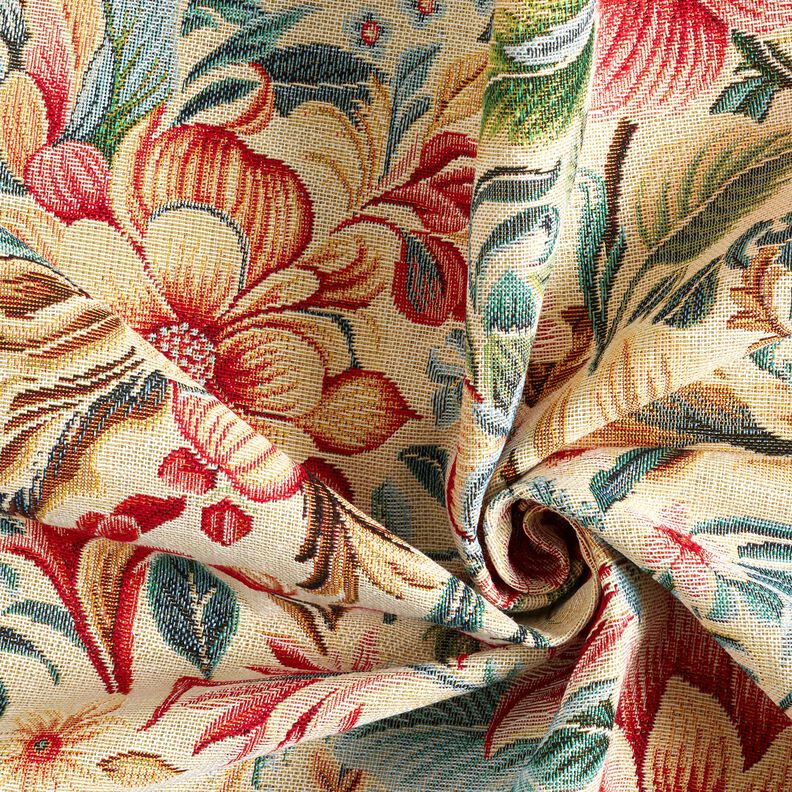 tessuto arredo gobelin Splendidi fiori – beige chiaro/rosso,  image number 3