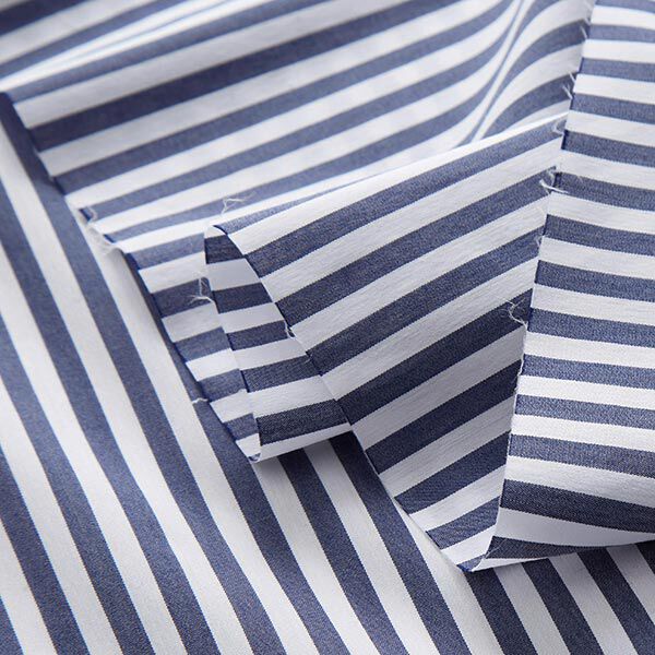 tessuto per camicette, strisce verticali – bianco/blu marino, image number 3