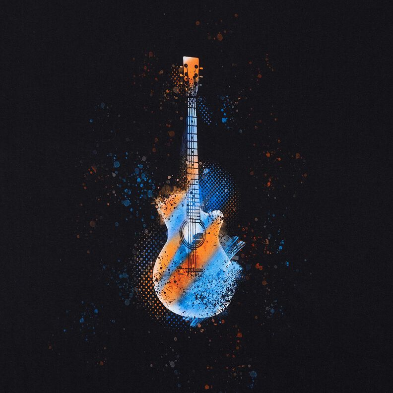 jersey di cotone taglio di tessuto Chitarra | Glitzerpüppi – nero/arancione,  image number 7