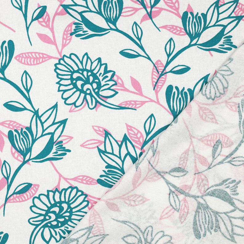 misto lino viscosa Fiori | Poppy Fabrics – avorio/turchese,  image number 4