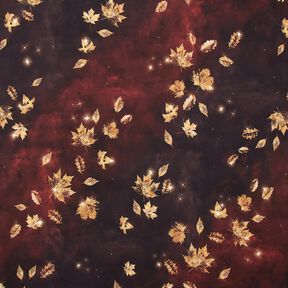 French terry Autunno dorato | Glitzerpüppi – rosso borgogna/oro, 