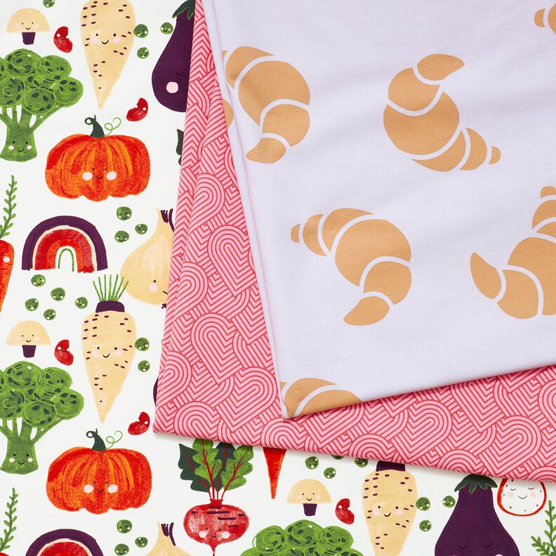 French terry, felpa estiva Cuori sovrapposti – rosa/rosso fuoco,  image number 5