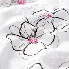 Fiori in voile stropicciato e motivo leopardato – bianco/nero, 