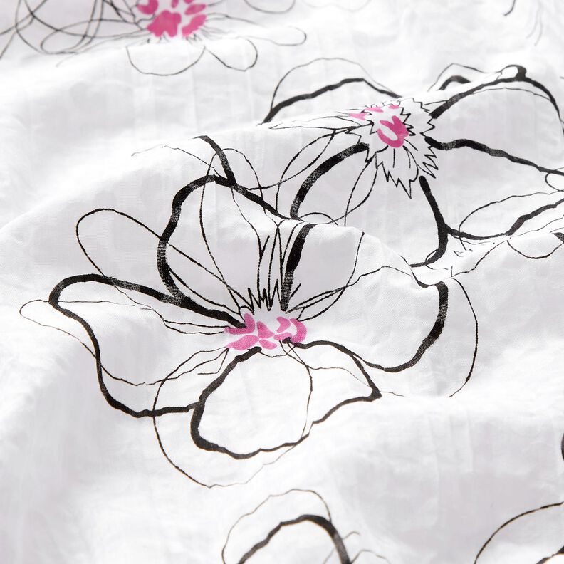Fiori in voile stropicciato e motivo leopardato – bianco/nero,  image number 2