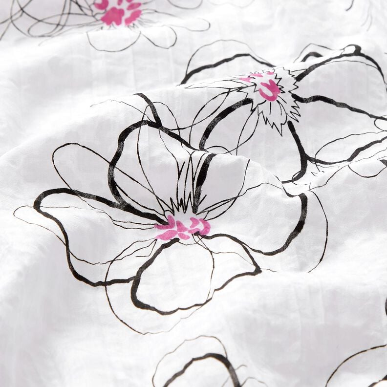 Fiori in voile stropicciato e motivo leopardato – bianco/nero, image number 2