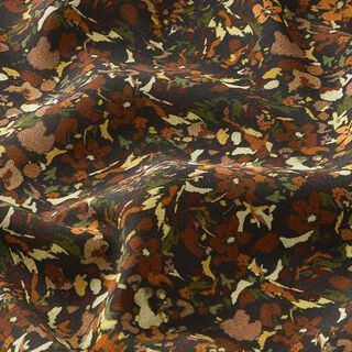 Georgette viscosa fiori sparsi – nero/marrone, 