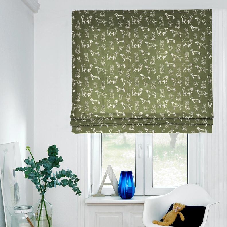 tessuto arredo tessuti canvas Cani – pino scuro/crema, image number 6