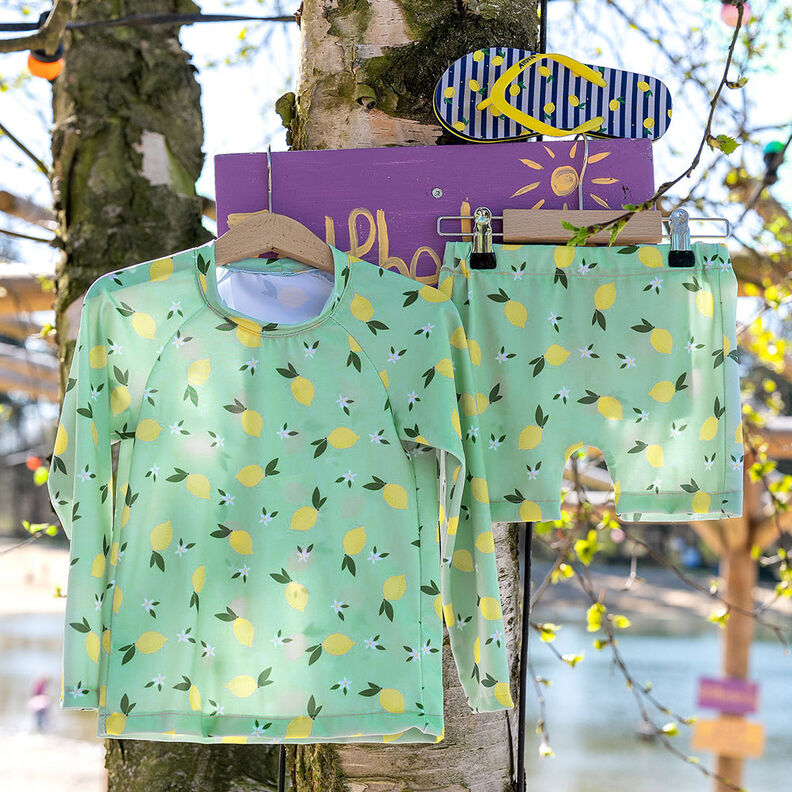 tessuto per costumi da bagno UPF50 limoni – menta chiaro/giallo limone, image number 7