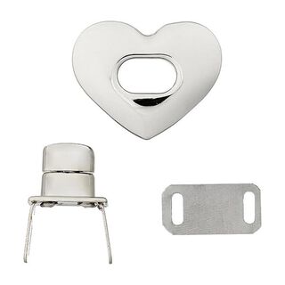 chiusura per borse cuore  – argent metallica, 