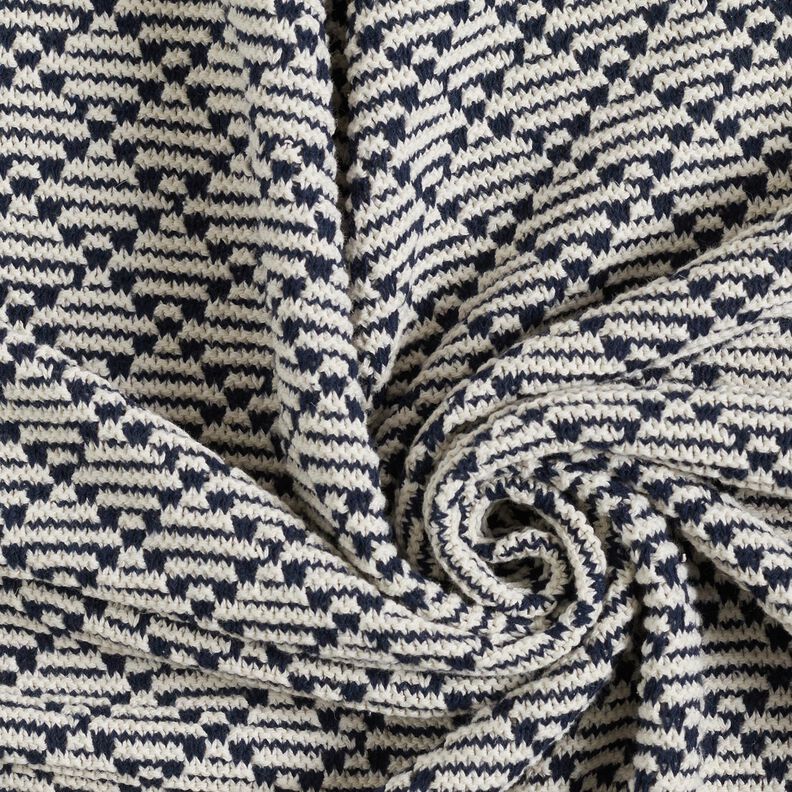 Cotone lavorato a maglia grossa con rombi – bianco/blu marino,  image number 3