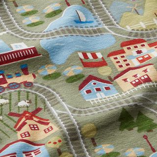 jersey di cotone Paesaggio ferroviario – verde oliva chiaro, 