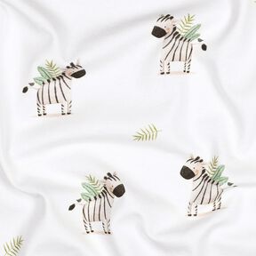 GOTS jersey di cotone zebre nella steppa stampa digitale | Poppy Fabrics – bianco/nero, 