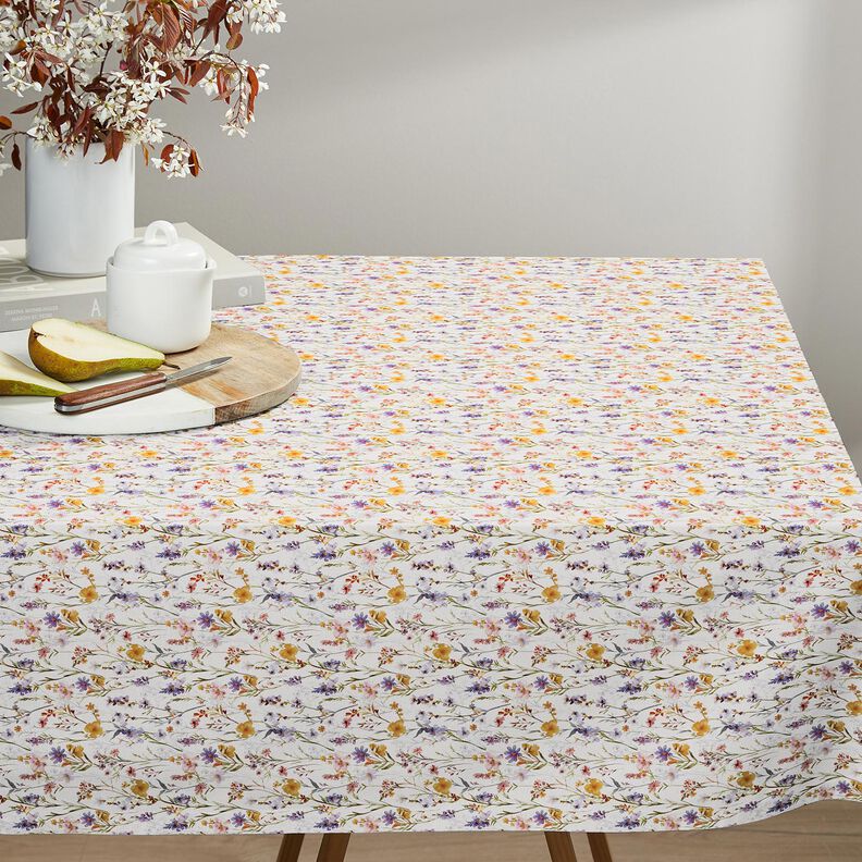 tessuto arredo tessuto spinato in cotone fiori selvatici – avorio/lillà,  image number 8