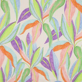 satin di cotone Foglie in stampa digitale | Poppy Fabrics – crema/verde chiaro, 