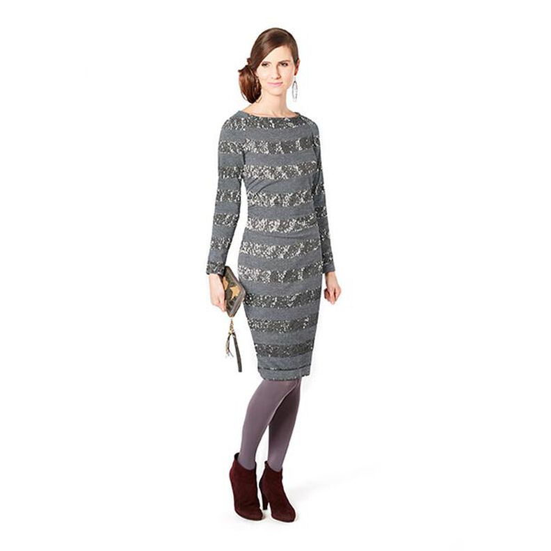 Tessuto in maglia con paillettes glitterate a strisce orizzontali – grigio, image number 6