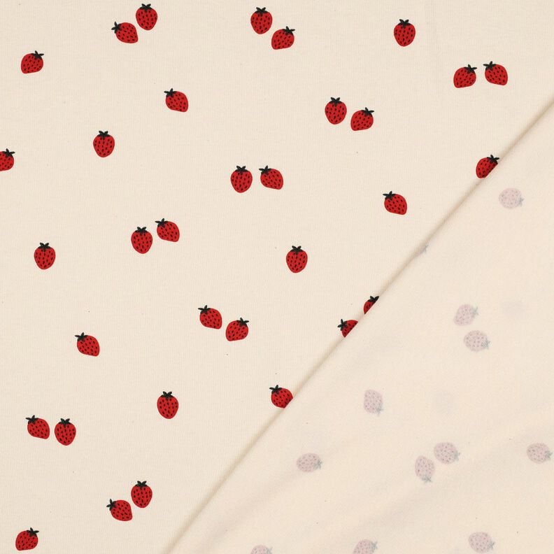 GOTS jersey di cotone fragole | Poppy Fabrics – beige chiaro/rosso carminio, image number 4