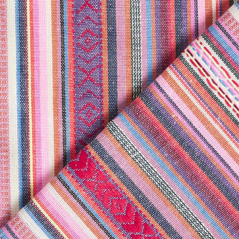 tessuto arredo Jacquard Righe di pastello – rosa/lillà, image number 4