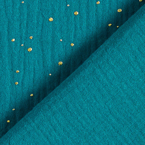 mussola di cotone, macchie dorate sparse – petrolio/oro, image number 4