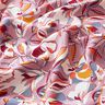 Tessuto di viscosa fiori e foglie grafici – bianco lana/rosa antico scuro,  thumbnail number 2