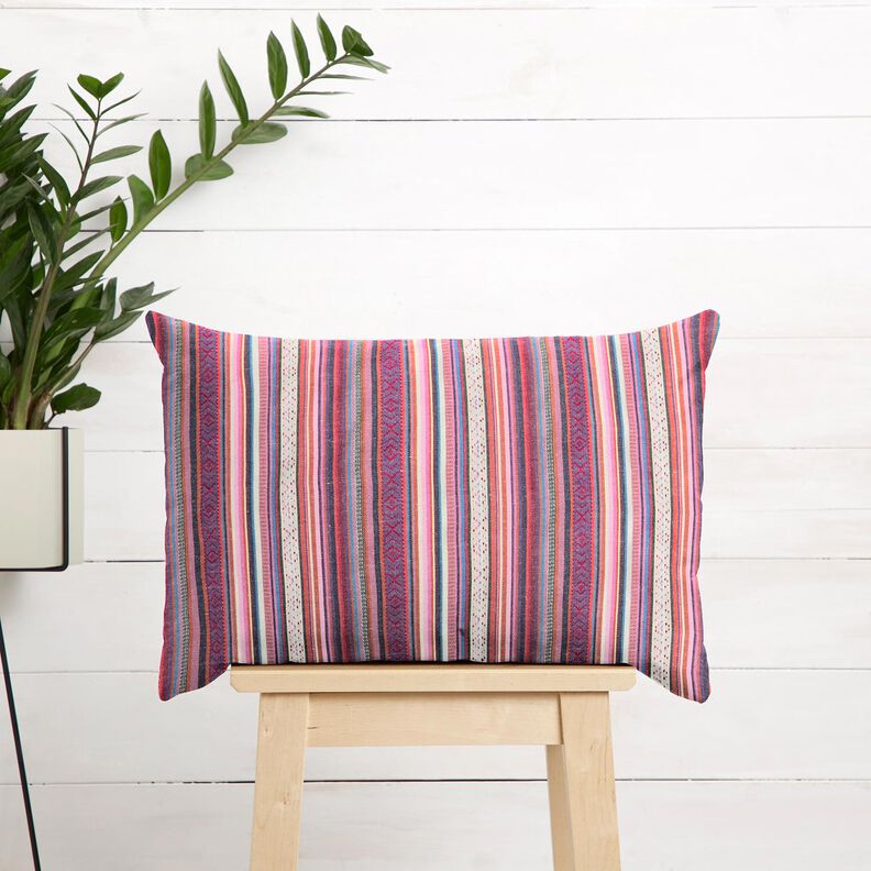 tessuto arredo Jacquard Righe di pastello – rosa/lillà, image number 6