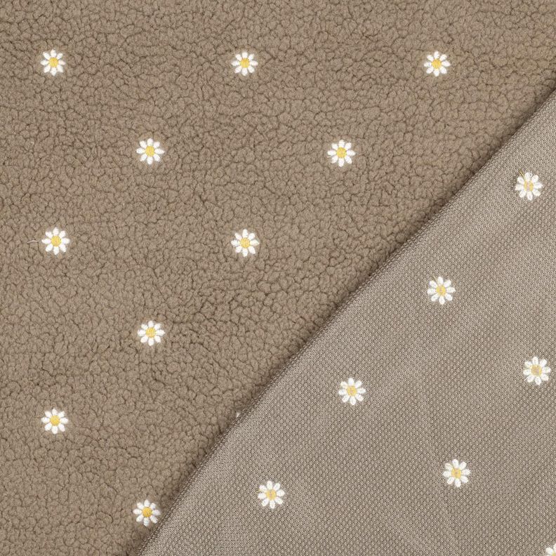 tessuto peluche Fiorellini ricamati | Poppy Fabrics – talpa scuro, image number 4