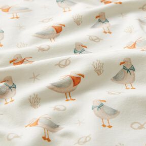 jersey di cotone Gabbiano, stelle marine, nodi stampa digitale – bianco lana, 