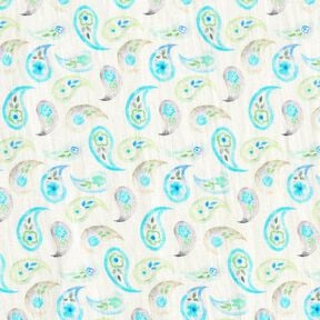 Paisley in misto lino – avorio/turchese chiaro, 