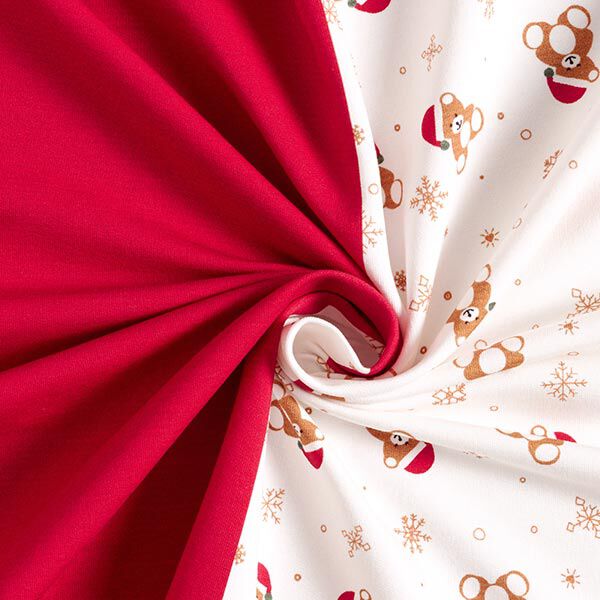 taglio di tessuto French terry, felpa estiva Orsacchiotto di Natale – bianco lana/rosso,  image number 4