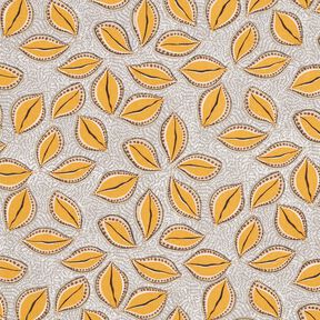 tessuto in cotone cretonne Foglie artistiche – giallo curry, 