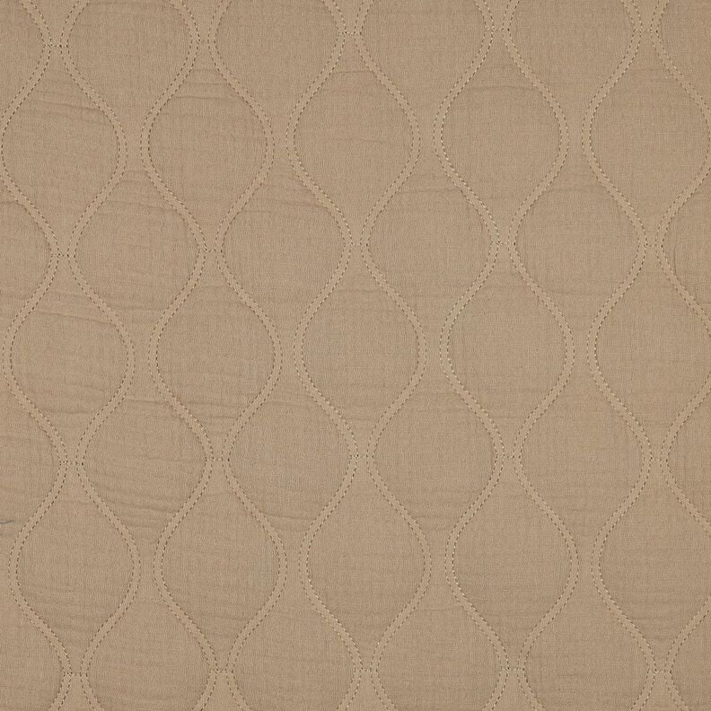 tessuto trapuntato mussola Onde – beige scuro,  image number 1