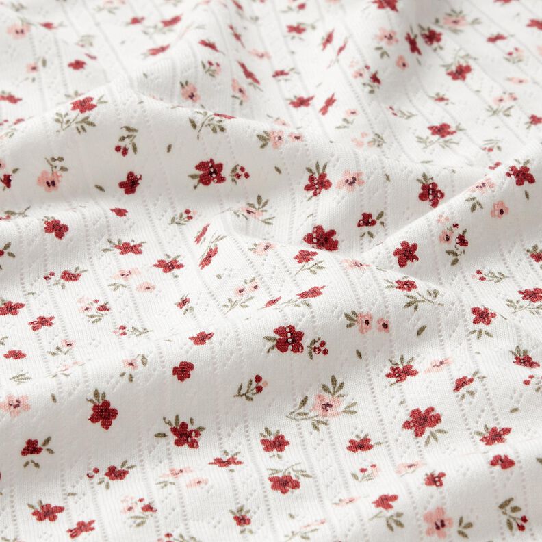Ajour jersey di cotone Piccoli fiorellini – avorio, image number 2