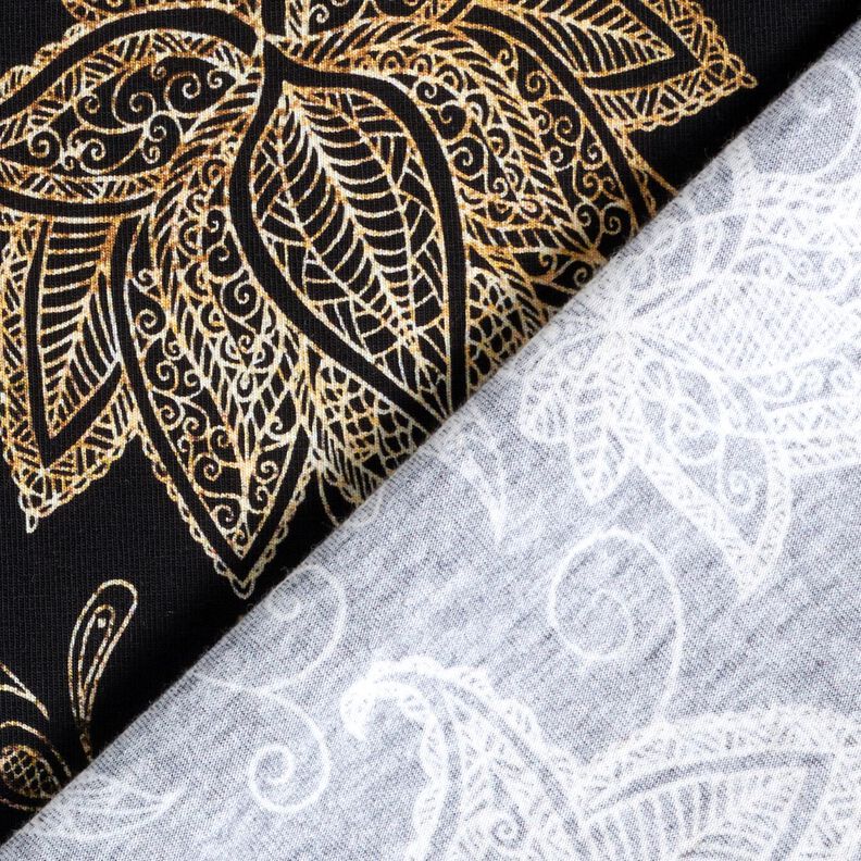 jersey di cotone Fiori mandala dorati | Glitzerpüppi – nero/oro,  image number 4