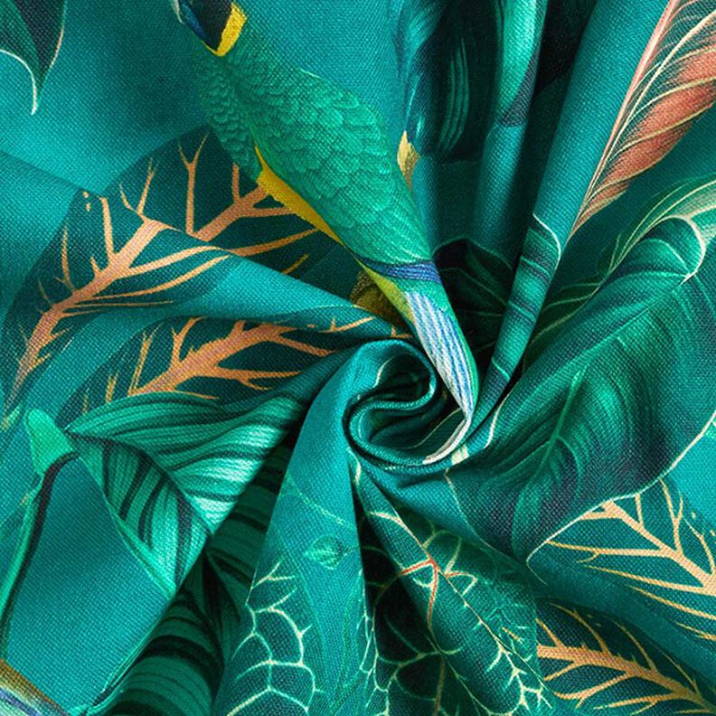 tessuto arredo tessuto canvas uccelli del paradiso – verde scuro,  image number 3