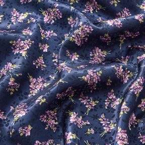 satin stretch Jacquard Mazzi di fiori &ndash; blu marino, 