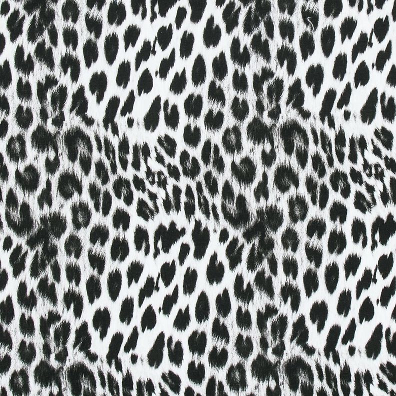 Stampa digitale leopardo delle nevi spazzolato French Terry – nero/bianco, image number 1