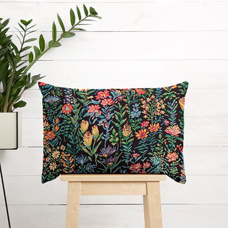 tessuto arredo gobelin piccoli fiori – nero,  image number 6