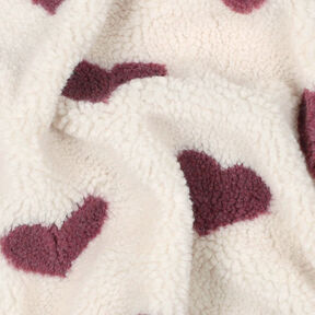 tessuto peluche Cuori | by Poppy – naturale/rosso Bordeaux, 
