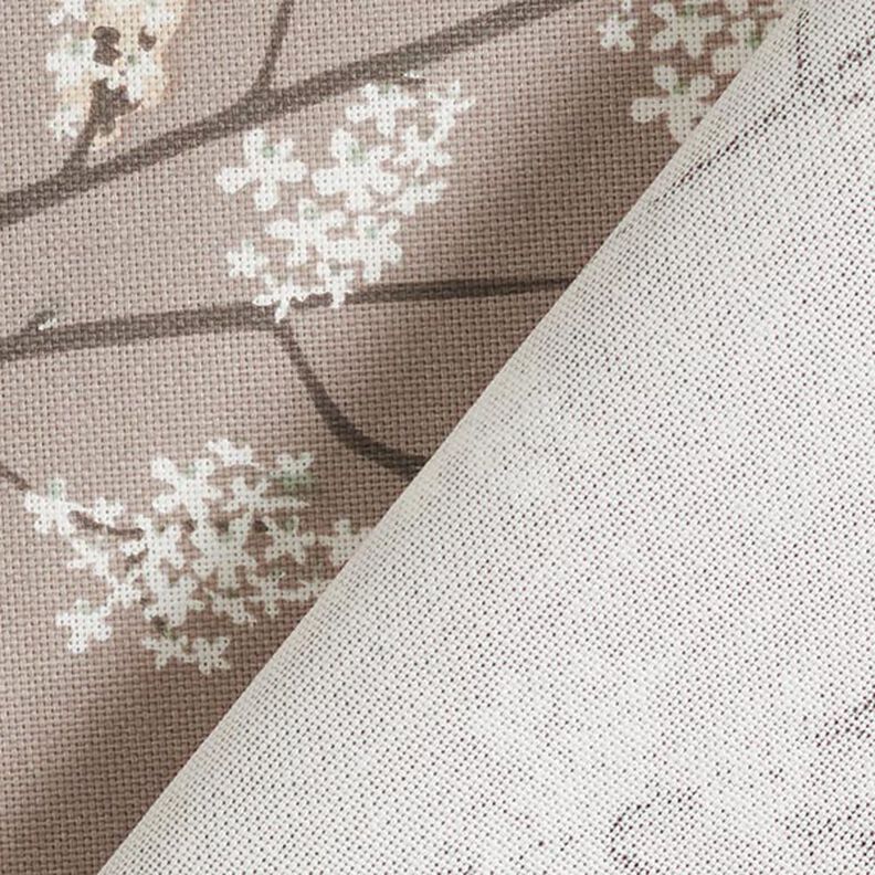 tessuto arredo mezzo panama Rami in fiore – talpa,  image number 4