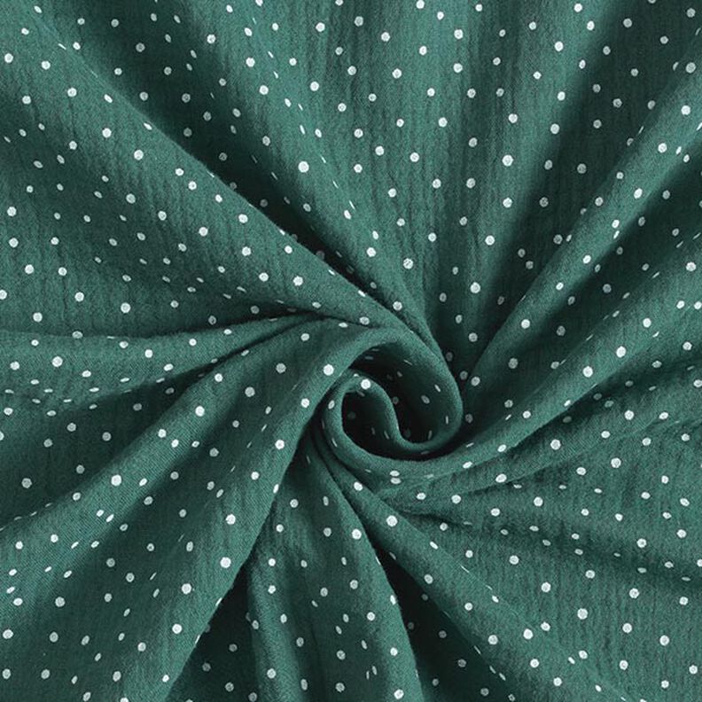 mussolina / tessuto doppio increspato piccoli pois – verde scuro/bianco,  image number 3