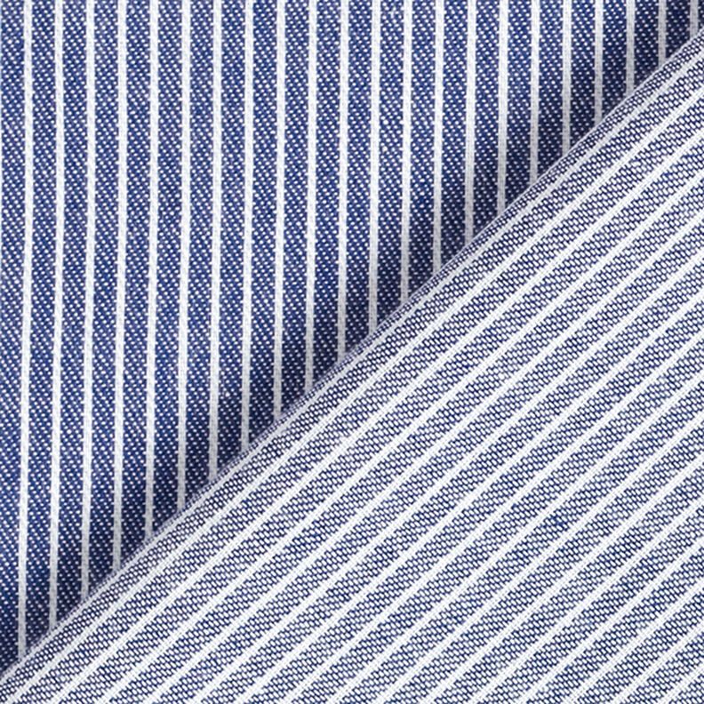 tessuto per camicette Misto cotone righe – blu marino/bianco,  image number 4