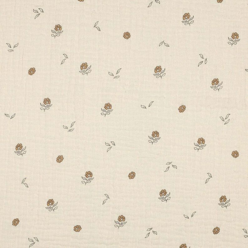 GOTS mussolina / tessuto doppio increspato Fiorellini romantici  | Poppy Fabrics – beige,  image number 1