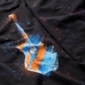 jersey di cotone taglio di tessuto Chitarra | Glitzerpüppi – nero/arancione, 