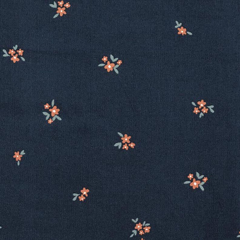 velluto a costine Fiorellini sparsi | by Poppy – blu marino,  image number 1