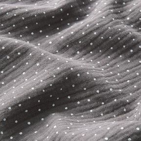 mussolina / tessuto doppio increspato piccoli pois – grigio ardesia/bianco, 