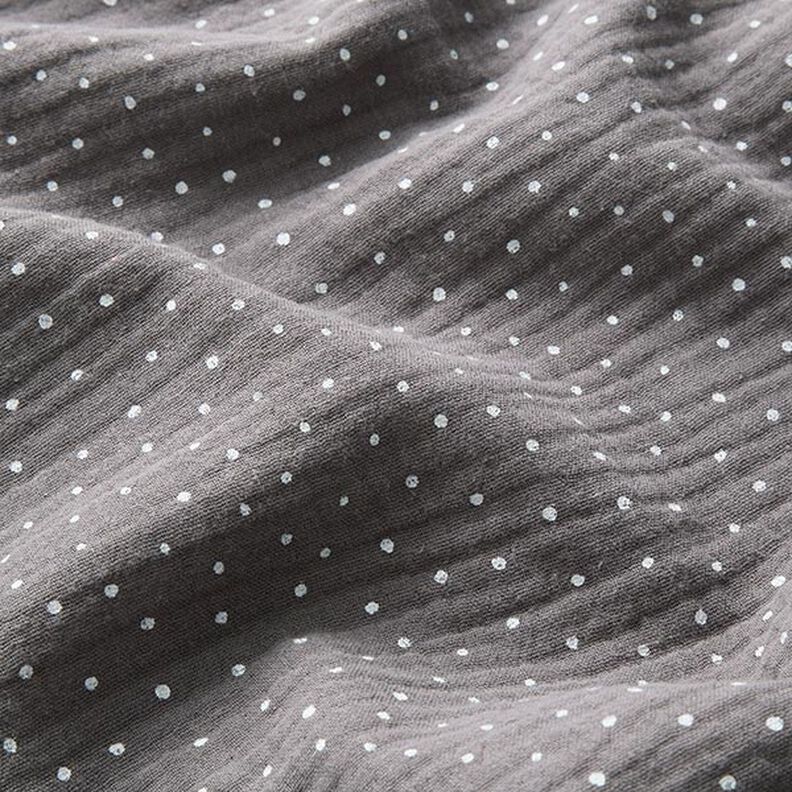 mussolina / tessuto doppio increspato piccoli pois – grigio ardesia/bianco,  image number 2